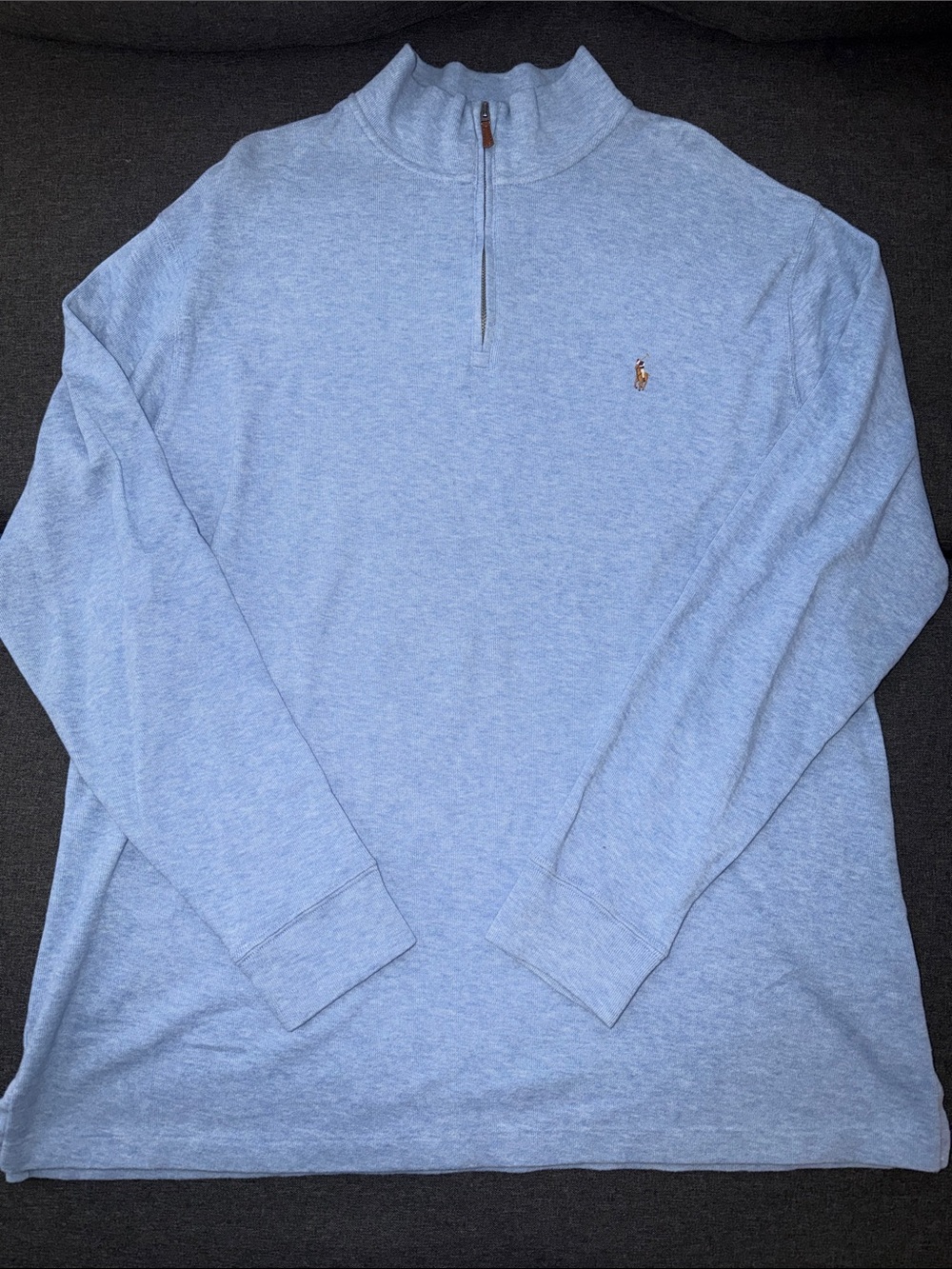 Polo Ralph Lauren Estate Rib Men’s XLT Blue Quarter Zip Cotton Pullover